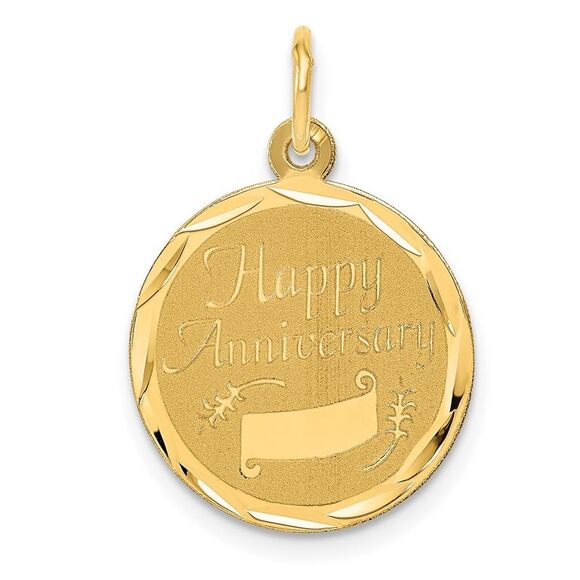 Kazi Luxury 14k Yellow Gold HAPPY ANNIVERSARY Charm